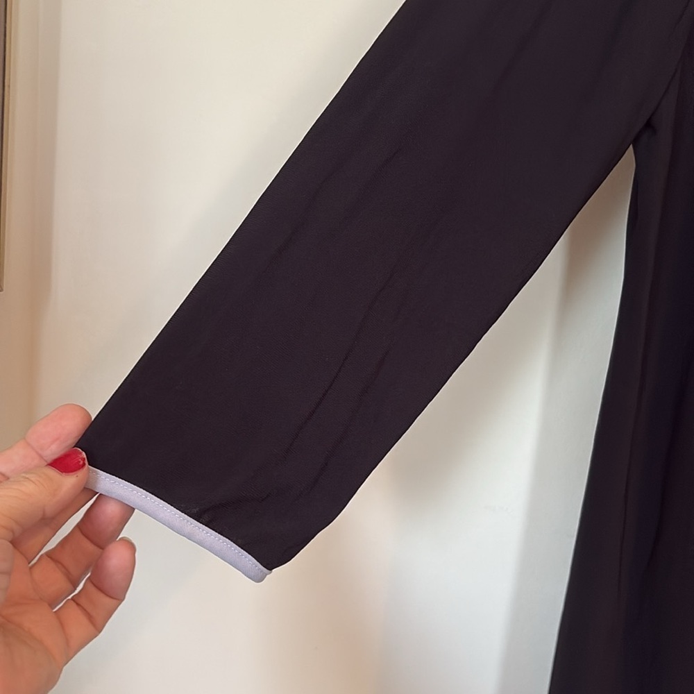 MSK Contemporary Mod Squad  Black Striped 3/4 Sleeves Shift Dress Size Large - Picture 4 of 8